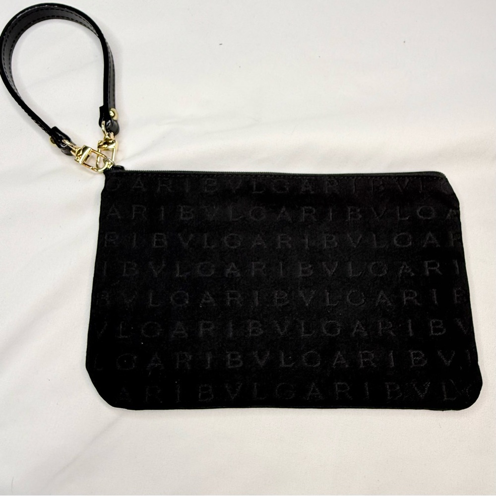 Bvlgari Black Logo Mania Wristlet Clutch NWOT